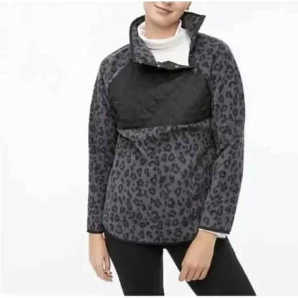 J. Crew Factory Quilted Button-Neck Sherpa Tunic Size Large - Picture 1 of 9